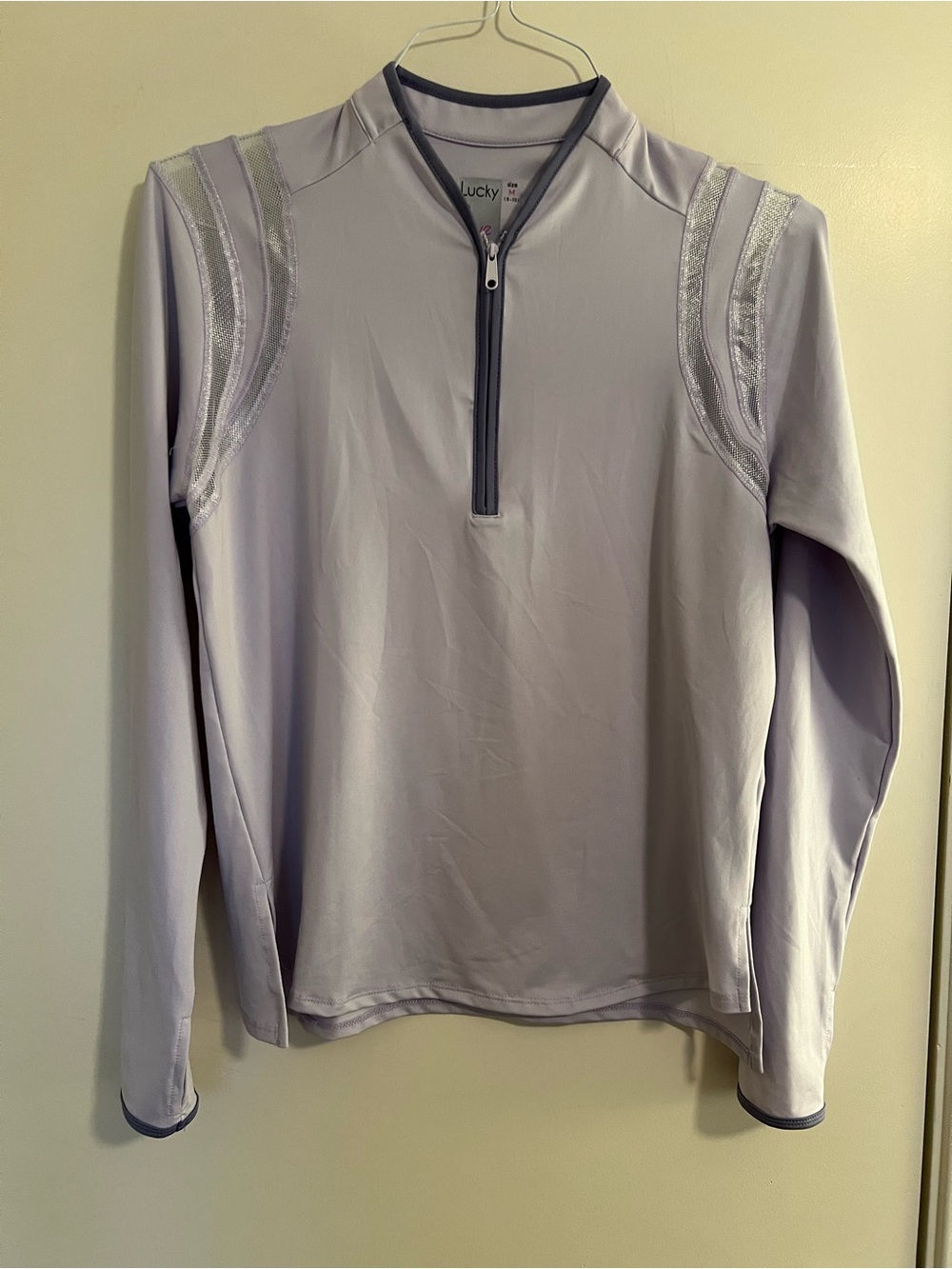 NWT Lucky In Love 1/4 zip in lavender, size M.